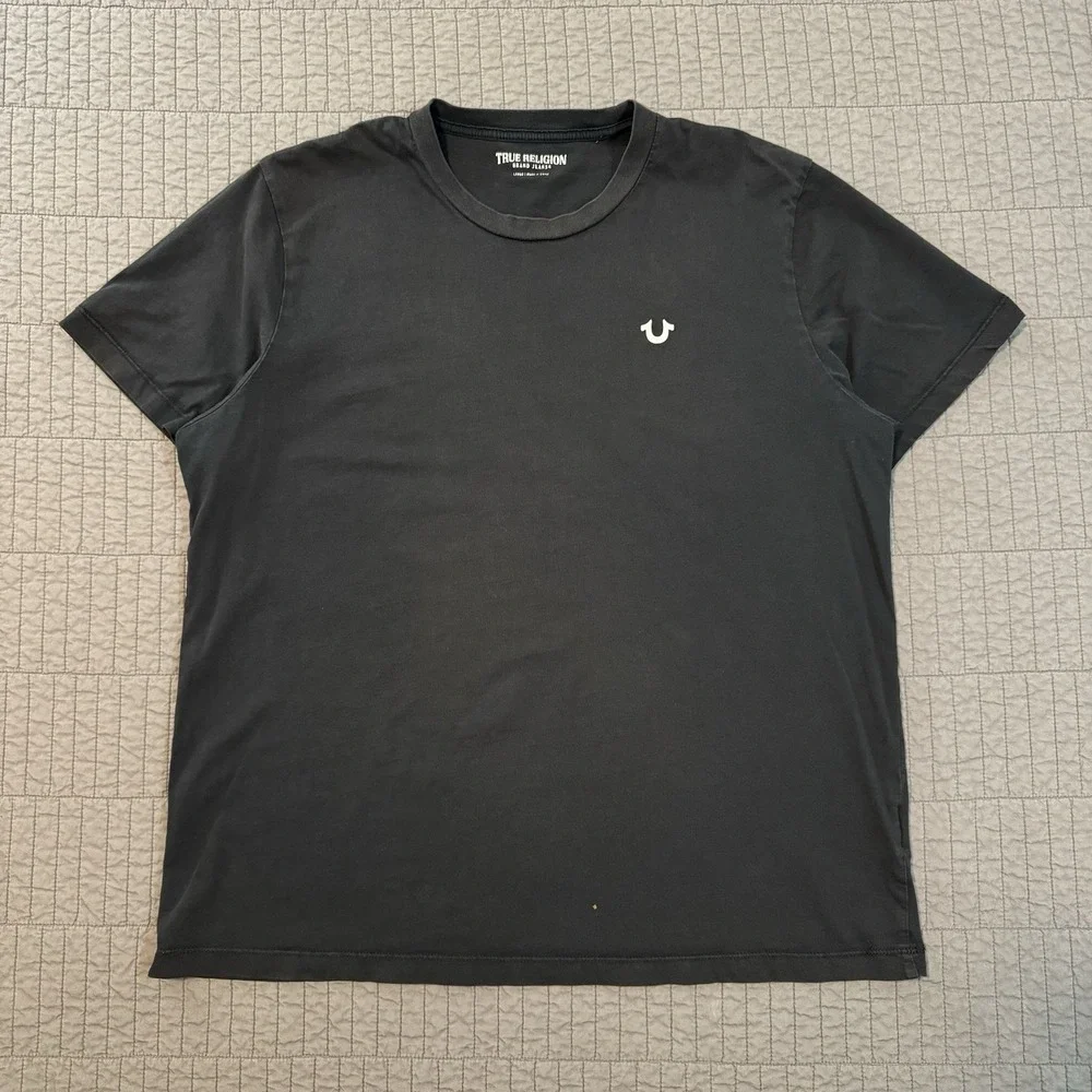 Y2K True‎ Religion Shirt Men Large Black Graphic Streetwear Skater Buddha Guitar